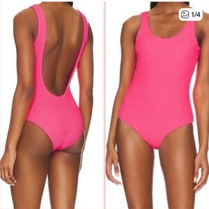 Free People It’s Now Cool the backless One-Piece Swimsuit pop pink crimp L NWT